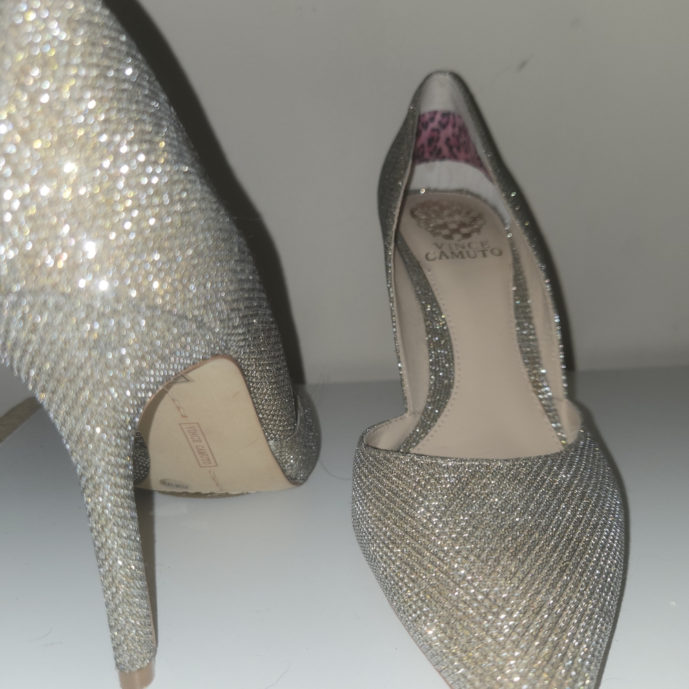 Vince Camuto Silver Glitter Women's Heels